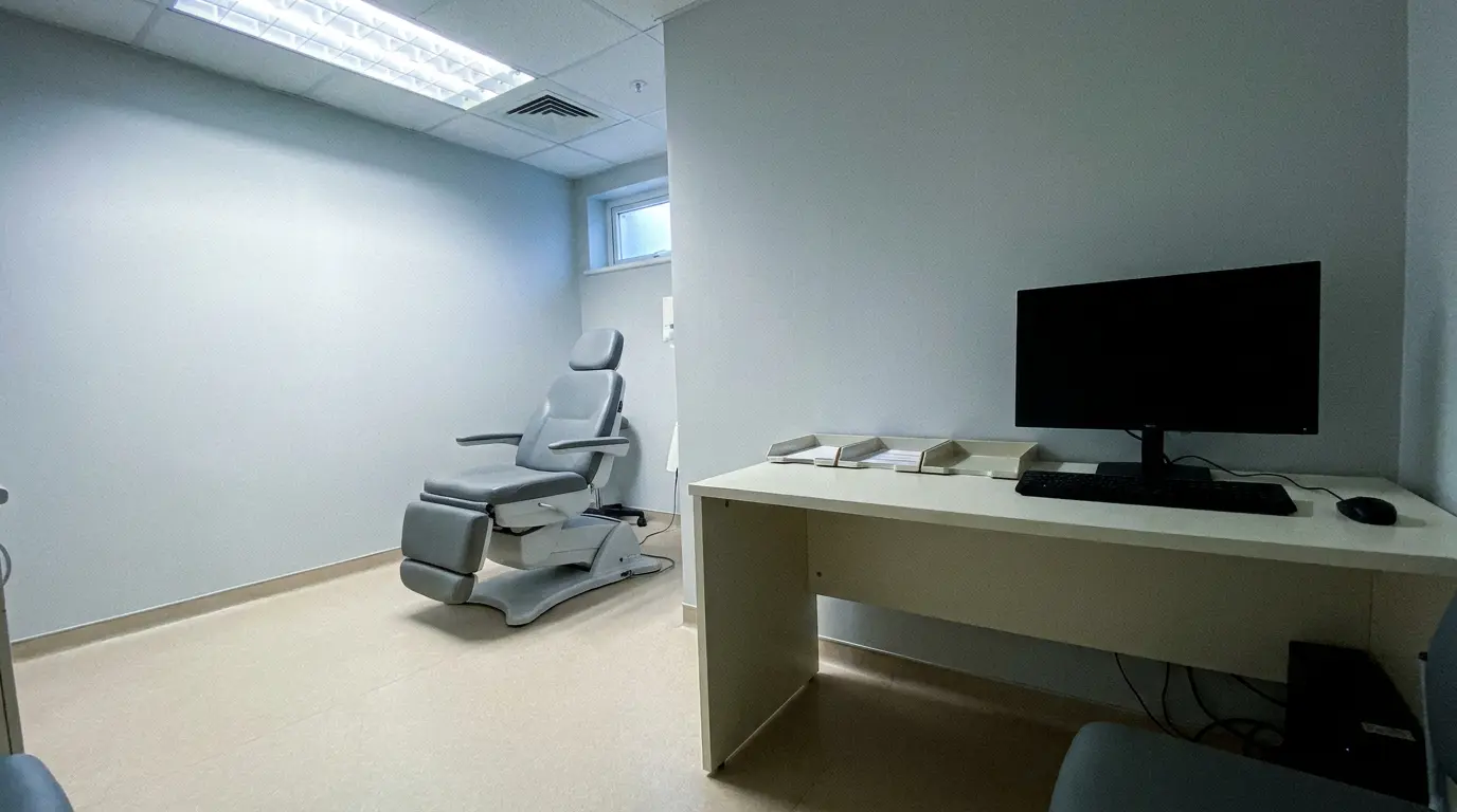 Consultorio médico frío y vacío